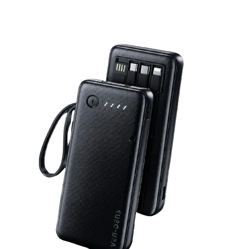 VEN-DENS VD-PB058 10000mAh Fast Charging Power Bank with Built-in Cables & Digital Display