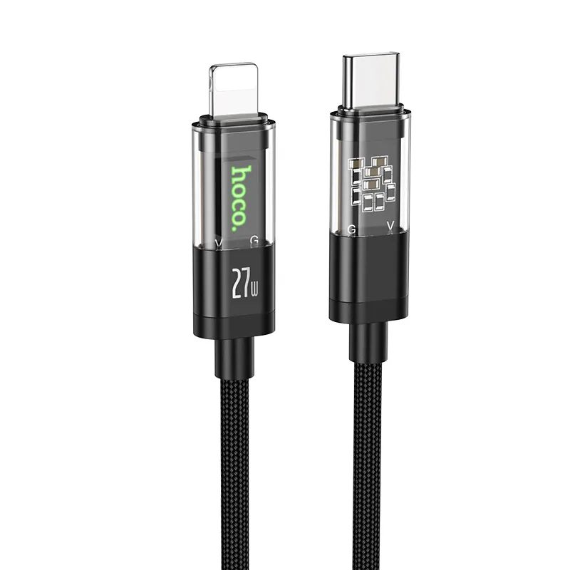 Hoco U116 Transparent Discovery Edition 27W PD Charging Data Cable For IP
