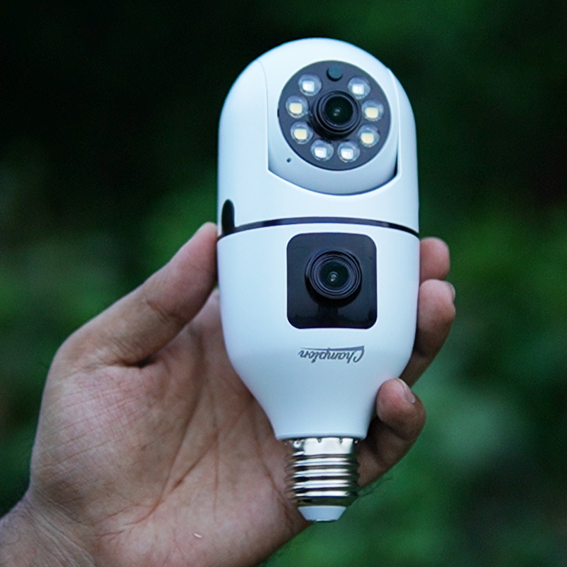 Dual Lens Bulb Holder Camera V380 Pro Apps 1080p full Hd Resulation cctv camera