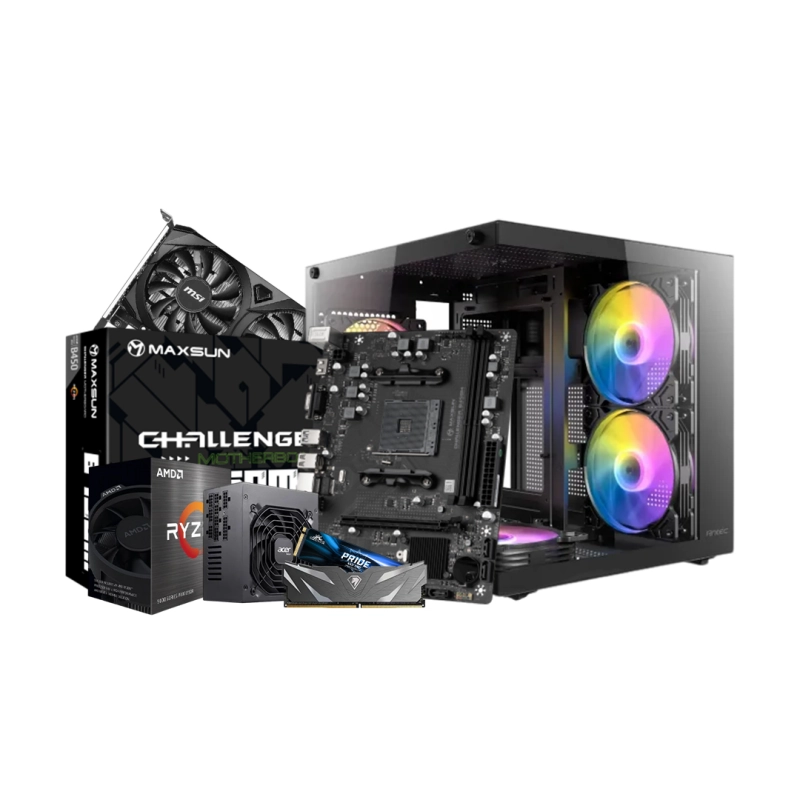 AMD Ryzen 5 5600 MAXSUN Challenger B450M Motherboard 8GB RAM 512GB SSD Gaming PC with RTX 3050 6G OC Graphics