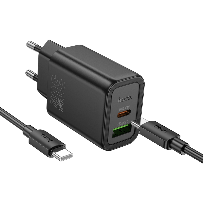 Hoco N63 PD QC3.0 30W Dual Port Fast Charging Wall Charger with 1m Type C to Type C Cable