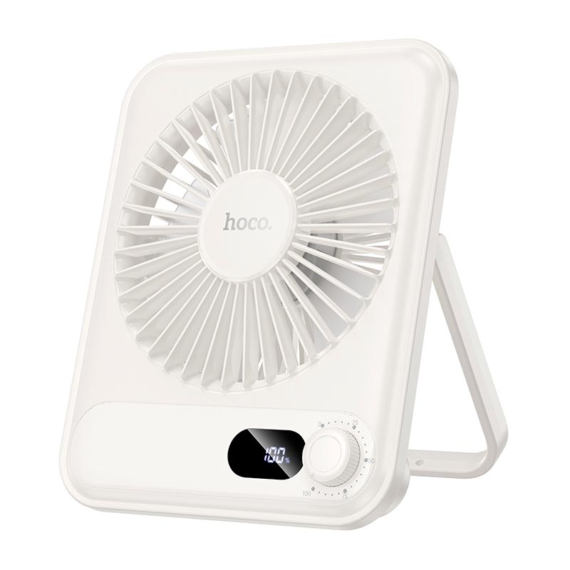 Hoco HX607 Ultra Slim Desktop Fan with 100 Wind Levels & LED Display – 2000mAh Rechargeable