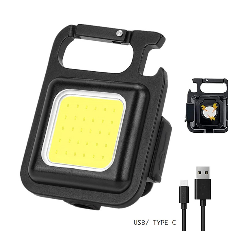 Mini LED Flashlight COB Keychain rechargable Multipurpose FlashLight Portable Camping Flashlights Work Lights fishing Lanterna with Type C USB charging