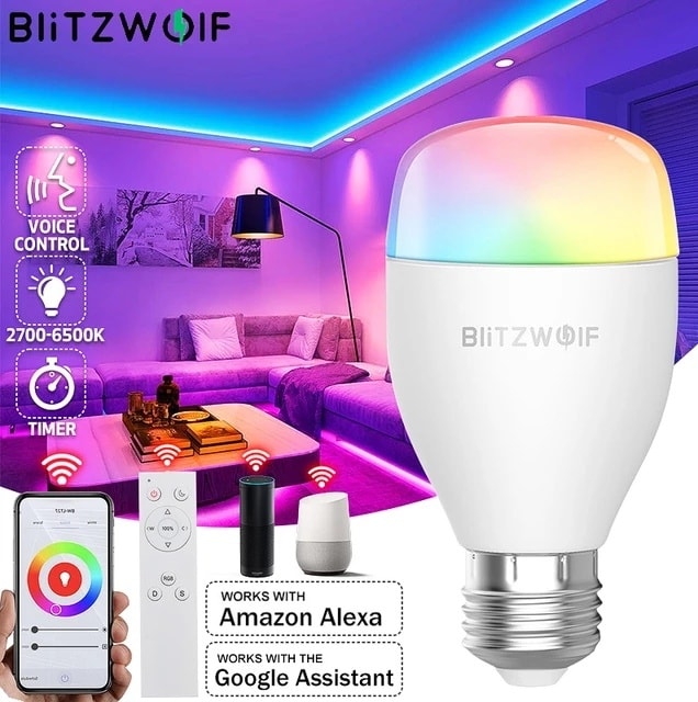 BlitzWolf BW-LT27 LED Light Bulb Dimmable 3/5/10W Smart Control Multicolor Changing Lights Bulbs Home Decor
