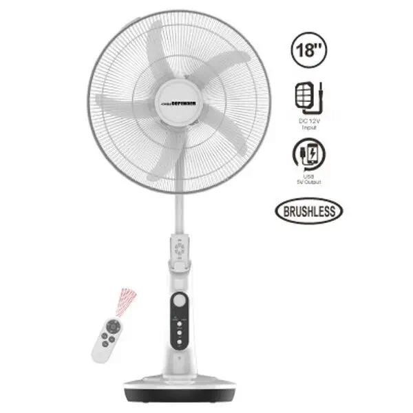 Defender | Kennedi (NH-5998HR) 18 inch AC/DC Full stand Remote Control Rechargeable fan - White