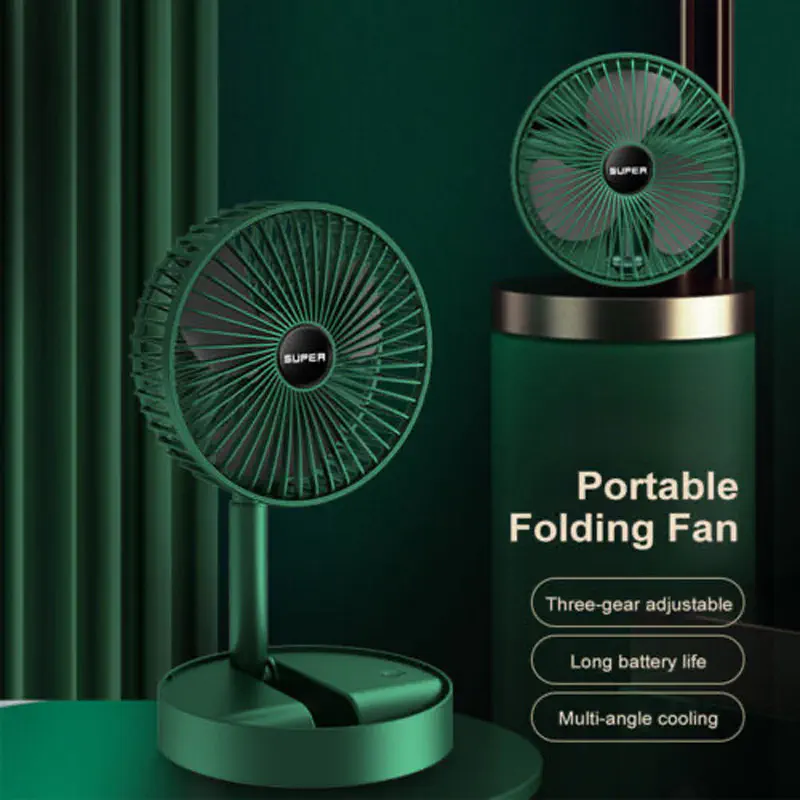 Portable Folding Fan | Telescopic Fan | USB Rechargeable Floor Standing Fan | Multifunctional Cooling Home Bedroom Desktop Air Cooler Fan