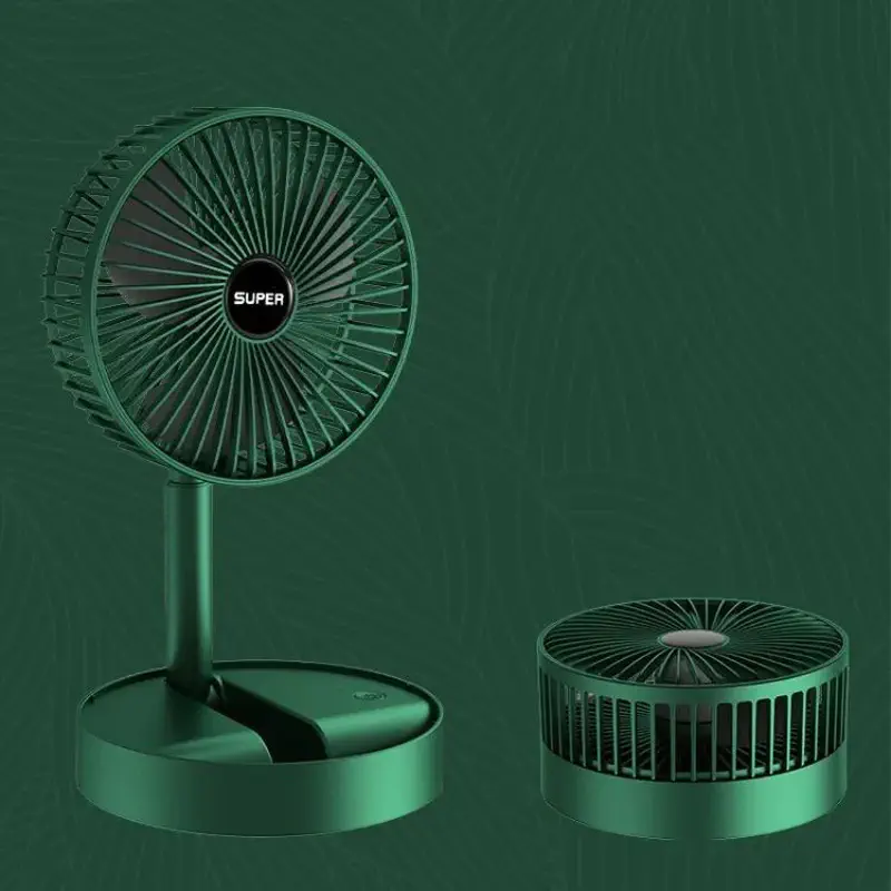 Portable Folding Fan Retractable Floor Standing Fan,Style: USB Plug In (Brown)