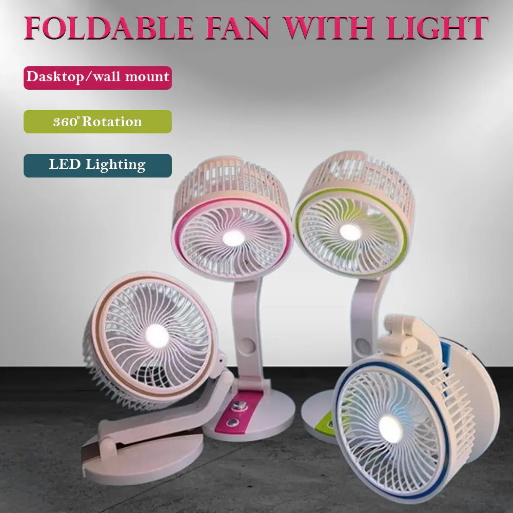 Mini Rechargable Folding Fan USB Charging Fan Mute Portable Fan Floor Desktop Fan Dual-use Super Large Capacity Battery-NR Mart-2024 - Multicolor