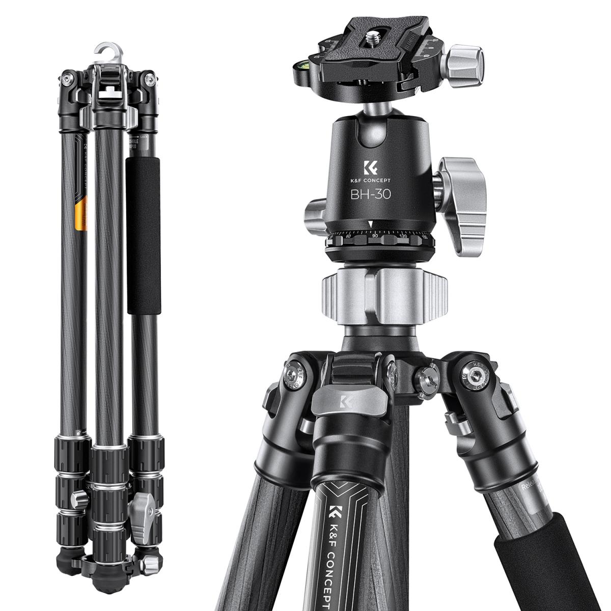 68”/1.7m Carbon Fiber Tripod Professional Camera Tripod KF09.116
