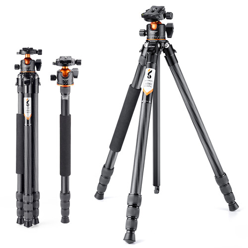 K&F Concept KF09.098 Professional Carbon Fiber Tripod with Monopod & Ball Head